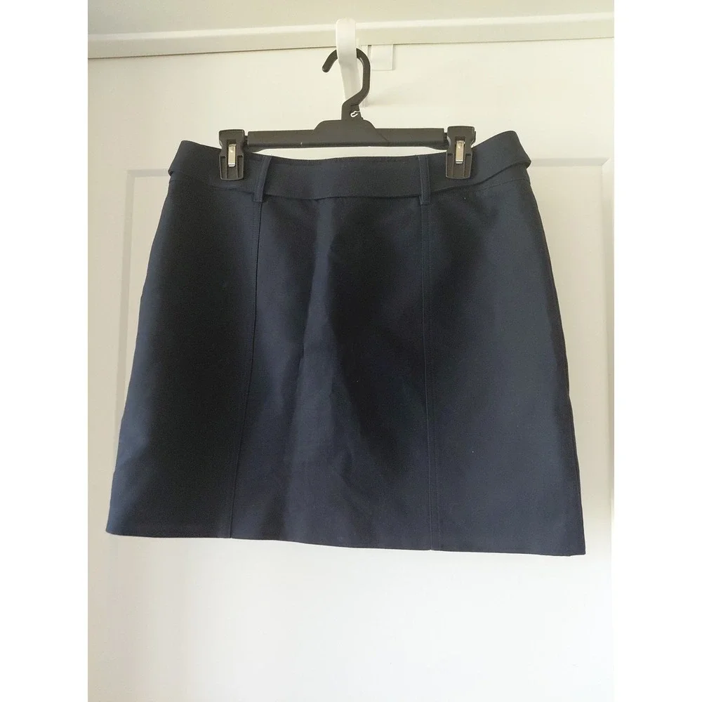 Michael Kors Skirt Navy Blue Button Accents Size 8 Cotton Business Casual
